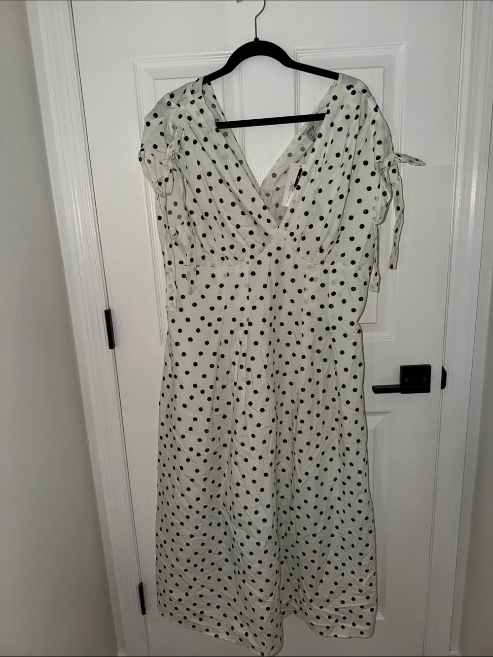 a new day Cream Midi Dress with Black Polka Dots